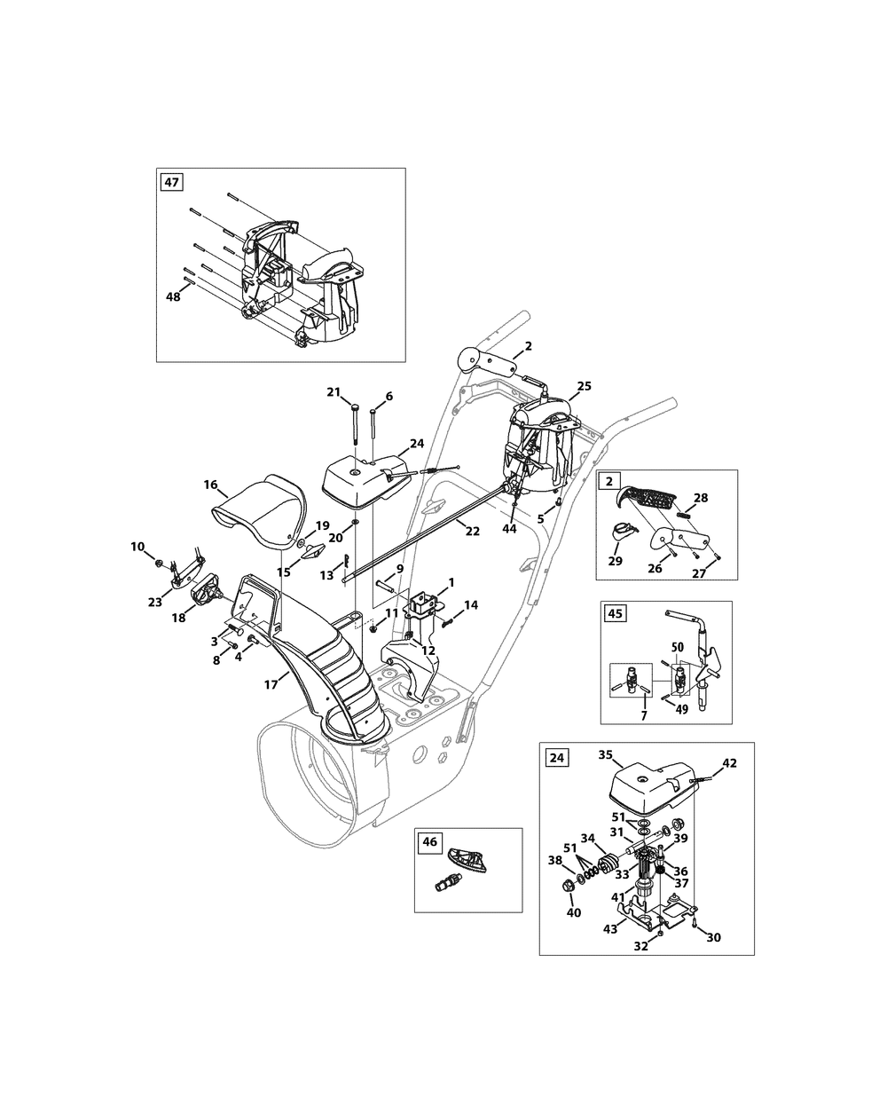 Chute Control (Std) Diagram and Parts List for 3X26-INCH31BH55TA (31BH55TA756)(2015) Cub Cadet Snow Blower